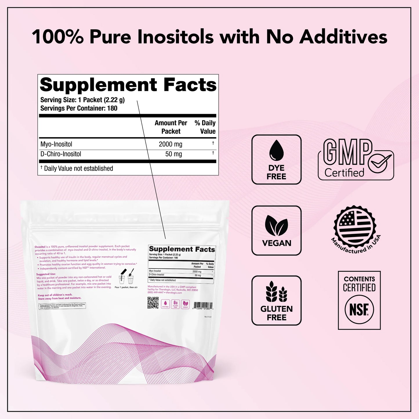 Ovasitol Individual PACKETS (90 day supply) FREE INTERNATIONAL SHIPPING